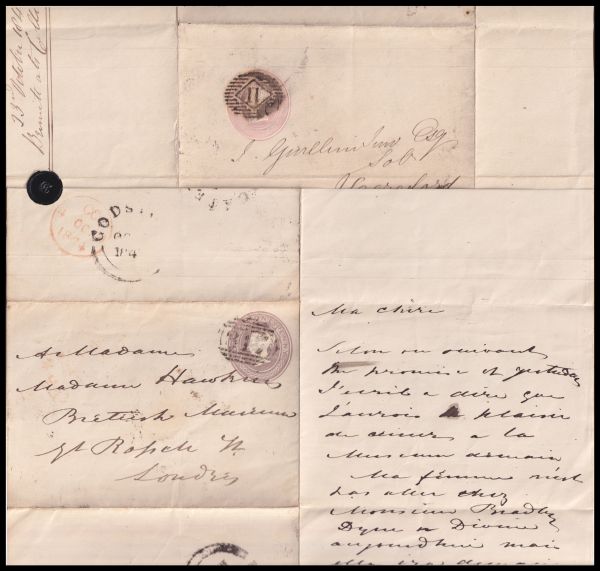 Penny Pink and two Pence Blue postal stationeries from 1841