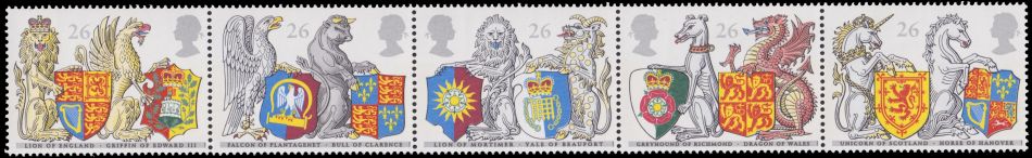 Mythical Creatures on heraldic symbols of Great Britain on stamps of Great Britain 1998