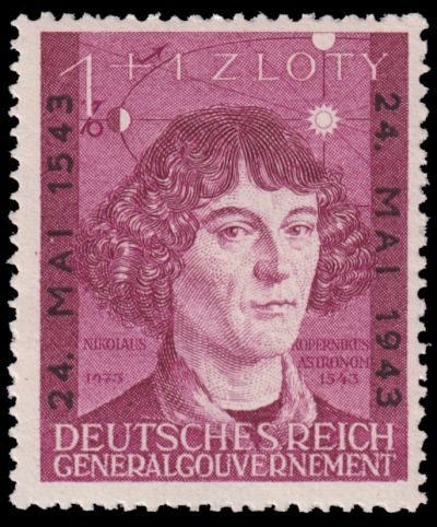 Nicolaus Copernicus on a 1943 German occupation stamp from the General Government in Poland