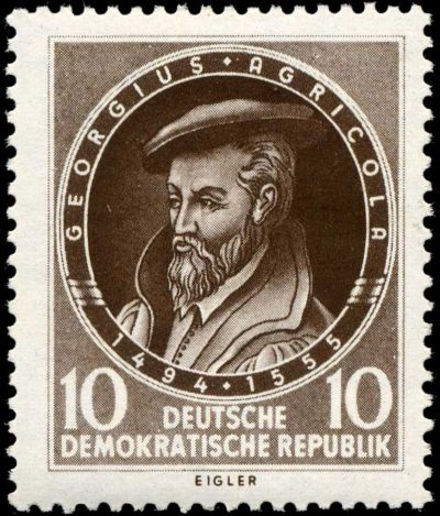 Georgius Agricola on stamp of German Democratic Republic 1955