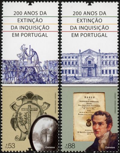 The 200th anniversary of the end of the inquisition in Portugal stamps of Portugal 2021
