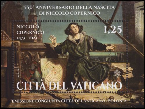 Nicolaus Copernicus on Souvenir-Sheet of Vatican 2023