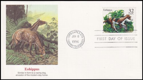 Prehistoric hourse Eohippus  on FDC of USA 1996