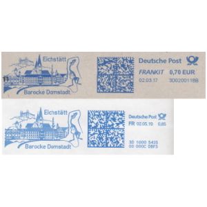 Juravenator on meter franking of Germany 2017 and 2019
