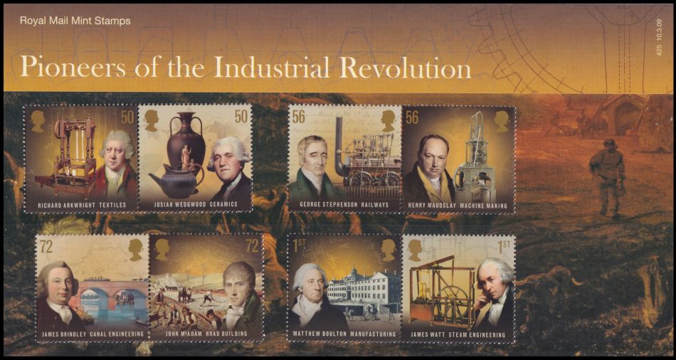 Josiah Wedgwood among other inventors on  stamp of Great Britain 2009