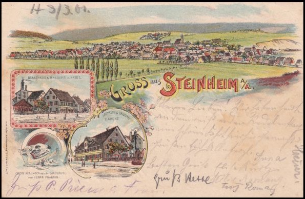 German - Greetings from Castle Steinheim- postcard posted in 1901