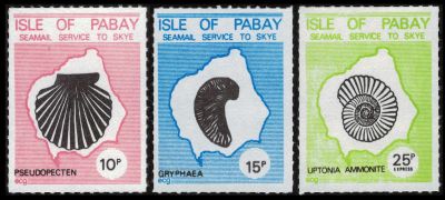Fossils on local post of Pabay Island