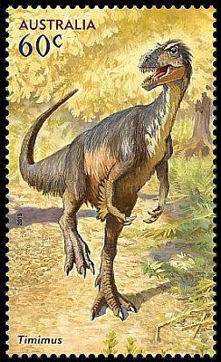 Timimus dinosaur on stamp of Australia 2013