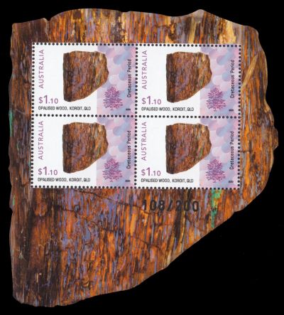 Petrified wood on souvenir-sheet of Australia 2020
