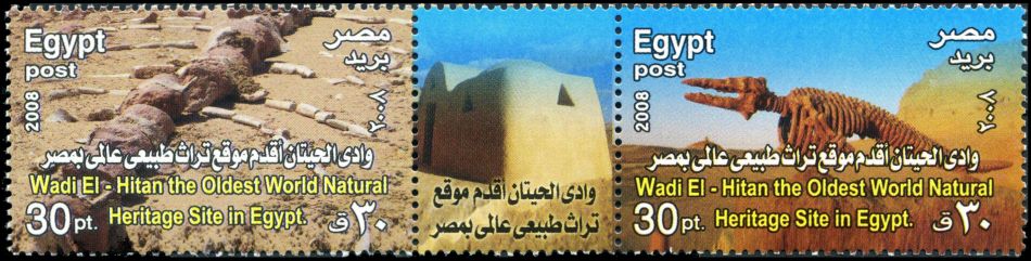 Fossils and reconstruction of Perucetus colossus on stamp of Peru 2024