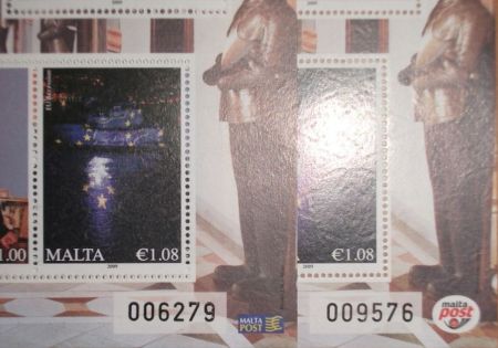 different logo on mini sheet of definitive stamps of Malta 2009, 2011