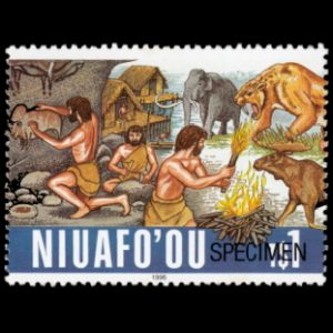Prehistoric humans and animals on stamps of Niuafoʻou 1996