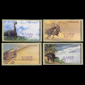 Dinosaurs on ATM stamps of Portugal 2000 with currency conversion