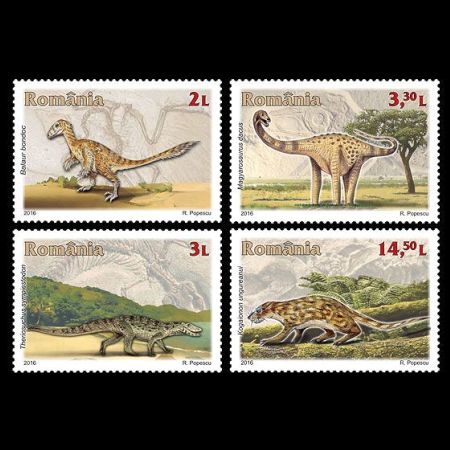 Prehistoric animals on stamps of Romania 2016