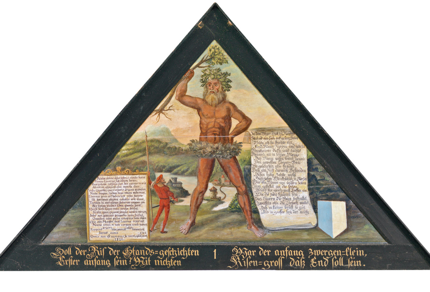 The Giant pf Lucerne on one of the panels of the Chapel Bridge The Giant pf Lucerne on one of the panels of the Chapel Bridge