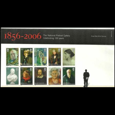 Charles Darwin among other famous personalities on n150th Anniversary of the National Portrait Gallery stamps of UK 2006