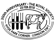 postmark illustrated with cow and test-tubes