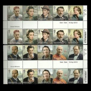 Gutter Pair stamps of Great Britons of UK 2013