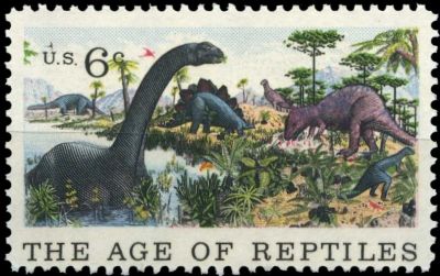 Brontosaurus on stamp of United Kingdom (UK)