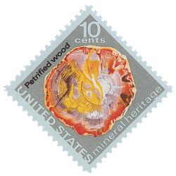 Petrified wood on stamp of USA 1974