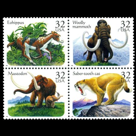 Prehistoric mammals on stamps of USA 1996