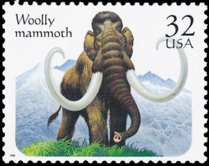 Woolly mammoth on stamp of USA 1996