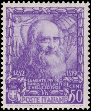 eonardo da Vinci on stamp of Italy 1938 Leonardo da Vinci on stamp of Italy 1938