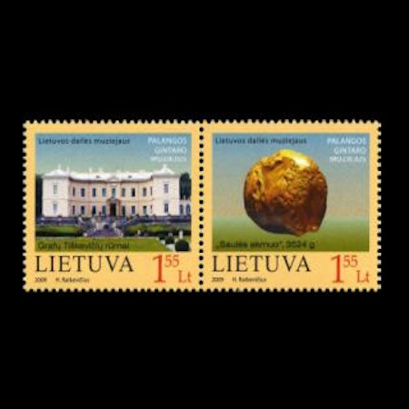 Insect in amber on stamp of Palanga Amber Museum of Lithuania 2009