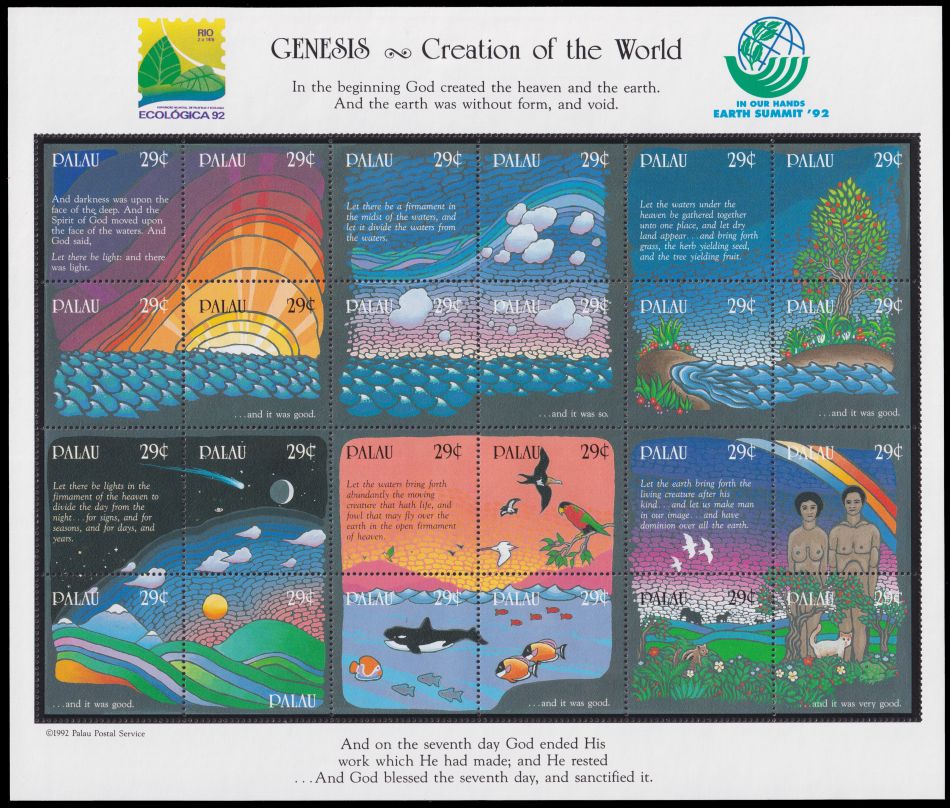 Genesis on stamps of Palau 1992