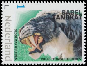 Homotherium on personalized stamp of the Netherlands