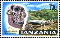 First stamp with prehistoric human fossil