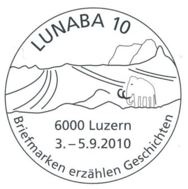 The Mammoth from Lucerne on postmark of Switzerland 2010 The Mammoth from Lucerne on postmark of Switzerland 2010