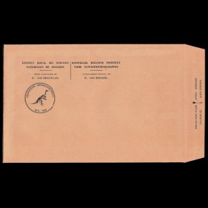 Skeleton of Iguanodon dinosaur on cover of of Royal Belgian Institute of Natural Sciences