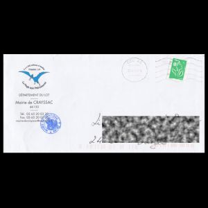 Pterosaur on cachet of a cover from France