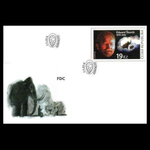 Eduard Storch and mammoth on used FDC of Czech Republic 2018