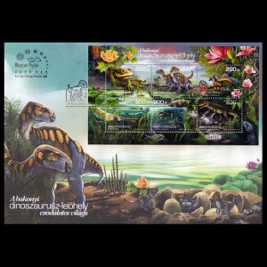 Dinosaurs and other prehistoric animals on FDC of Hungary 2020