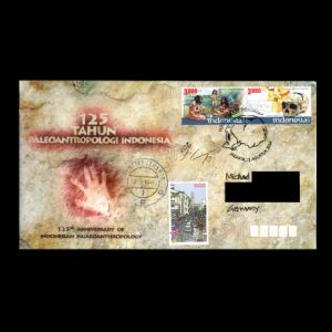FDC with 125 years Paleoanthropological Institute Indonesia on stamps of Indonesia 2014