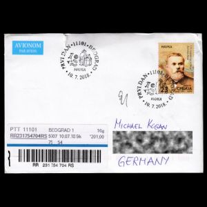 Antal Koch  on FDC of Serbia 2018