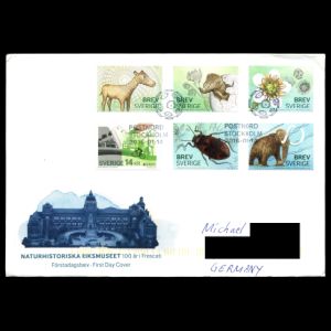 Dinosaur and Mammoth on FDC of Sweden 2016