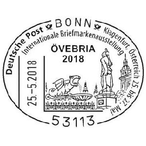 Lindwurmbrunnen von Klagenfurton postmark of Germany 2018