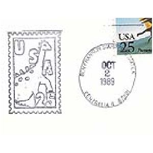 Stamposaurus on postmark of USA 1989