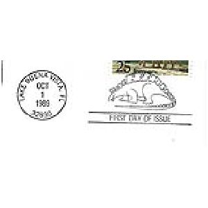 Stamposaurus on postmark of USA 1989