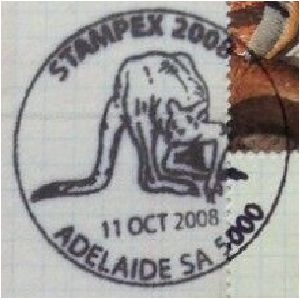 Procoptodon on commemorative postmark of Australia 2008
