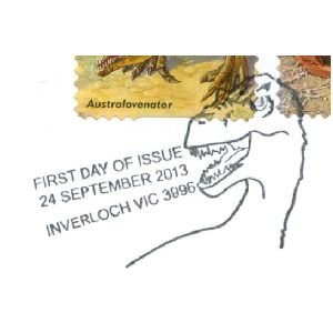 Australovenator dinosaur on postamrk of Australia 2013