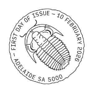 Trilobite on commemorative postmark of Australia 2026