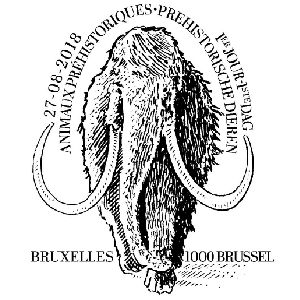 Mammoth on postmark of Belgium 2018