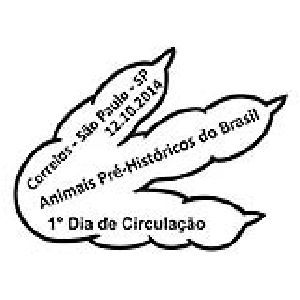 Dinosaur and its footprint on postmark of Brazil 1999