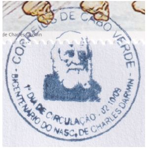Charles Darwin on postmark of Cabo Verde 2009