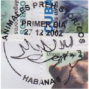 Megaloceros on postmark of Cuba 2002