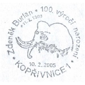 Mammoth on postmark of Czech 2005